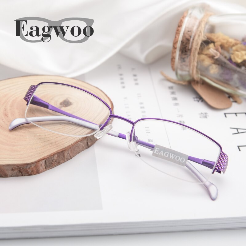 Women Semi Frame Eyeglasses Prescription Optical Frame Spring Temple Spectacle Small Face Suitable Glasses9157