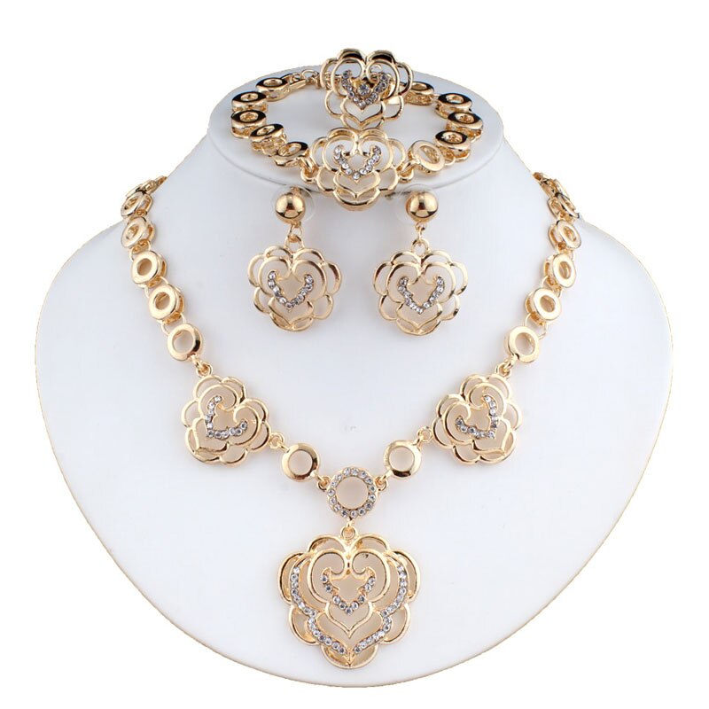 Jiayijiaduo Afrikanischen Schmuck einstellen Gold Farbe Halskette Ohrringe Armbinde Ring einstellen für frauen Hochzeit Schmuck Zubehör: Ursprünglich Titel