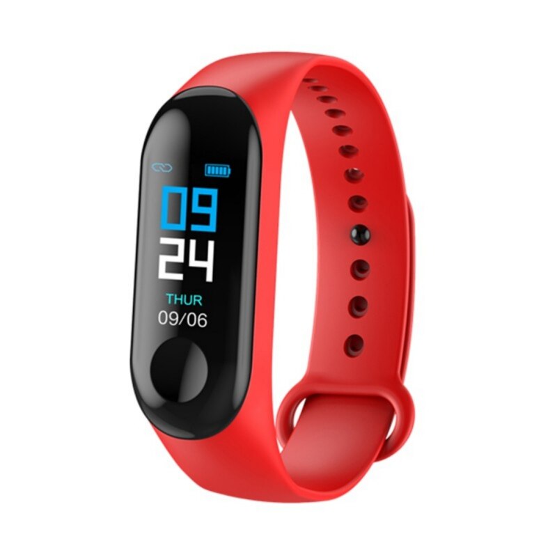 Multi-function Running Step Count Smart Wristband Pressure Heart Rate Sleeping Monitor Watch USB-Charge Sports Tool: Red