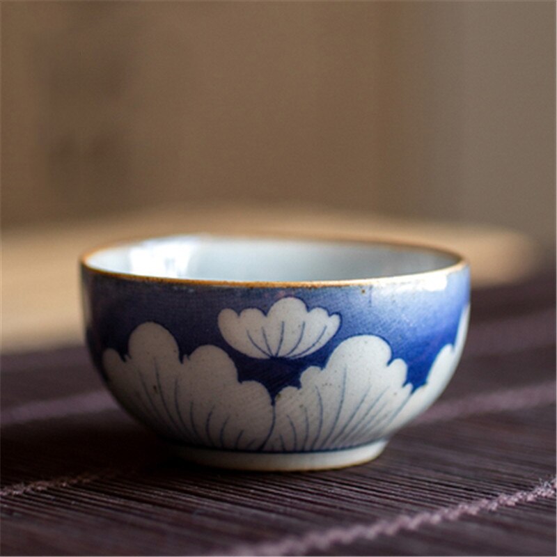 Retro Blue and White Teacup Large Master Tea Cup Tea Set Single Personal Household Small Bubble Tea Cup: A2