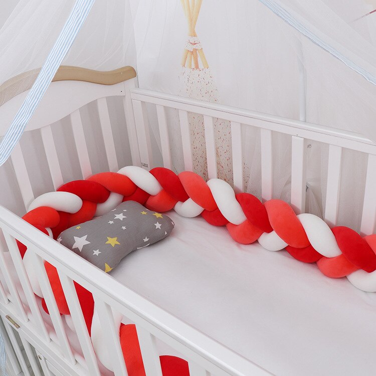 3m længde nordisk baby værelse knude fletning pude baby soveværelse indretning barneseng kofanger kit de berço værelse indretning: 1