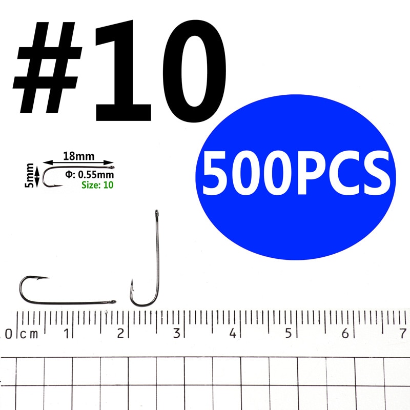 Bimoo 500PCS Aberdeen Long Shank Fish Hook Saltwater Fresh Water Hooks Sabiki Rig Streamer Fly Hook Size 10 4 2 2/0: size10 500pcs