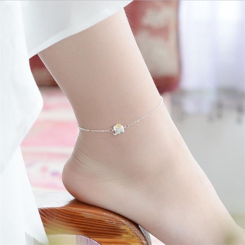 Leuke Etnische Olifant Vrouwen Armbanden Sieraden Mode Meisje Zilver 925 Enkelbanden Accessoires Voor Dame Partij Bijou