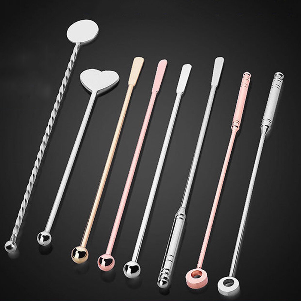 5 stk bar swizzle sticks 304 rustfri stål martini picks ring og cylinder cocktail pick til hotel fest hjem