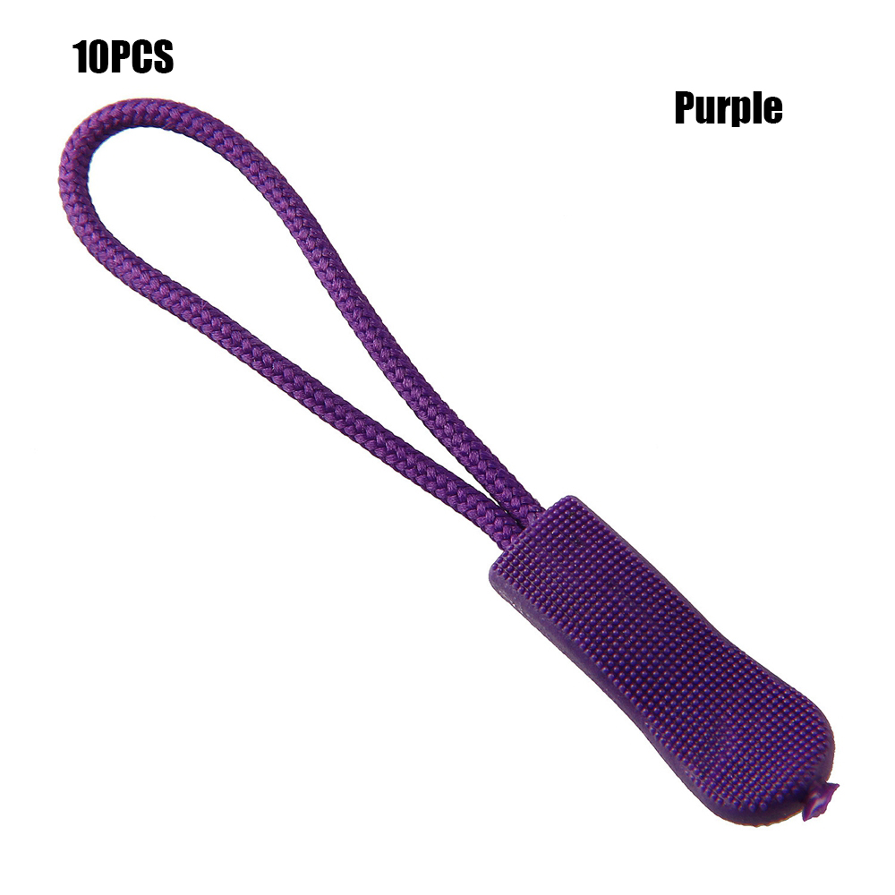 10 Pcs Zipper Pull Puller End Fit Rope Tag Fixer Zip Cord Tab Replacement Clip Broken Buckle Travel Bag Suitcase Tent Backpack: Purple
