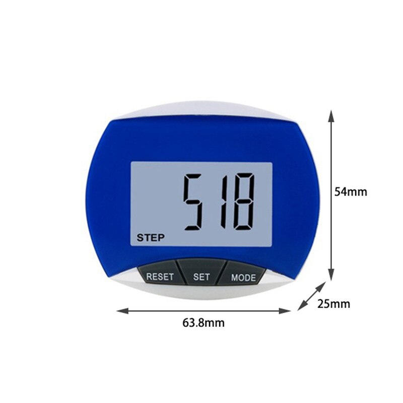 Walking Step Counter 3D Pedometer Waterproof Multi-functional Movement Calories Counting LCD Display Fitness Equipments: Blue
