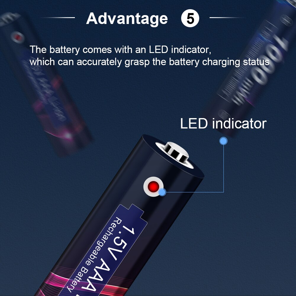 1.5V Aaa Lithium Li Ion 1000mWh Oplaadbare Batterij Aaa Batteria 1.5V Li-Ion Batterijen Oplaadbare Aaa Lithium Li Ion batteria