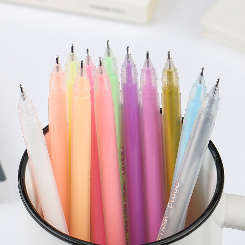 12 stykker fremhæver tegningspennen gelblækpenne 0.5 mm penne til kontorpapir tegning skrivning skitsering illustration journalføring