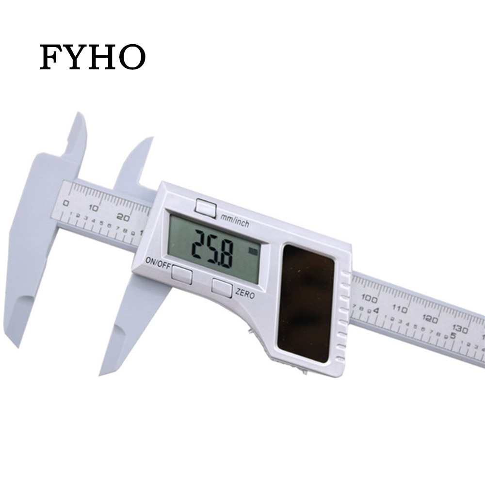 Solar Power Vernier Digital Caliper 150mm 6" Inch Carbon Fiber Composite Digital Caliper Mini Callipers Play Jewelry Measurement