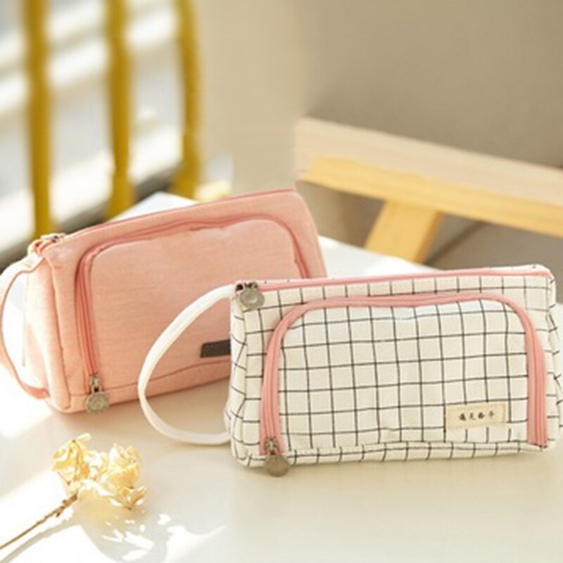 Pencil bag Cosmetic bag stationery Multifunction High capacity Storage Candy colors Cotton and Korean version Simple Storage