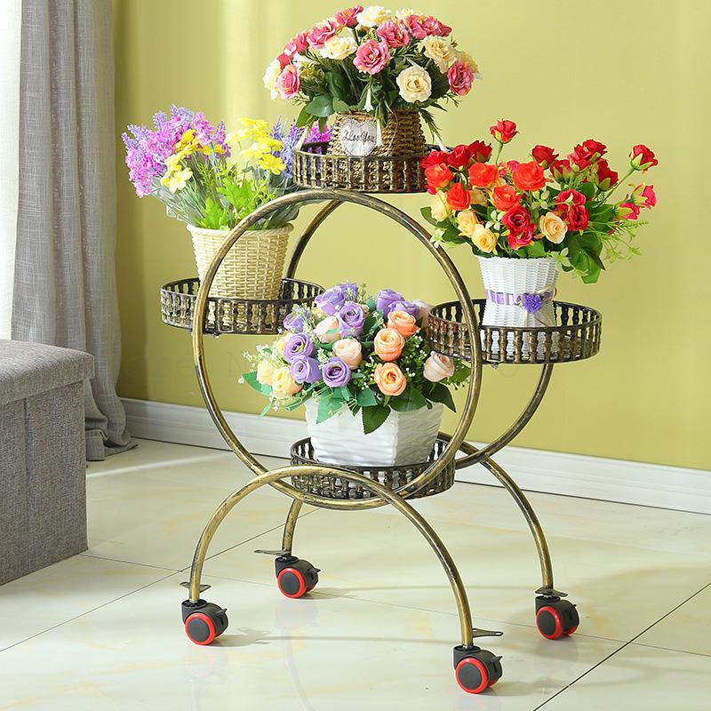 Żelazny stojak na kwiaty wielowarstwowy kwiat półka kryty przestrzeni miejsca zielony rozwalać się balkon stojak robić salonu z kołem wieszak na garnki: model   6