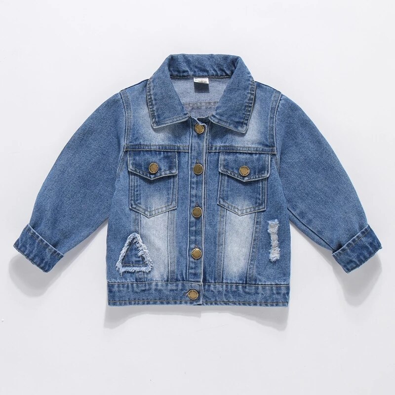 Childrens Herfst Winter Denim Jas Lange Mouwen Revers Vest Baby Jongens Meisjes Mode Plaid Stiksels Denim Jas