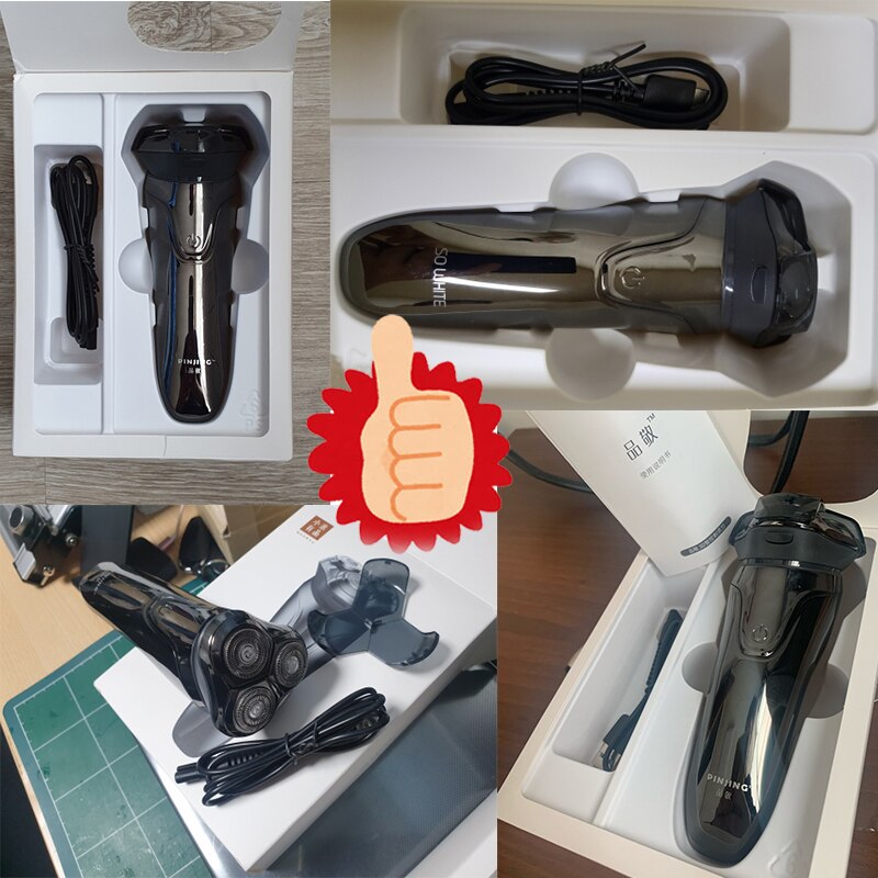 Maquinilla de afeitar eléctrica PINJING ES3 para hombres, con 3 cabezales cortantes maquinilla de afeitar, producto de cadena ecológica Xiaomi resistente al agua, 5