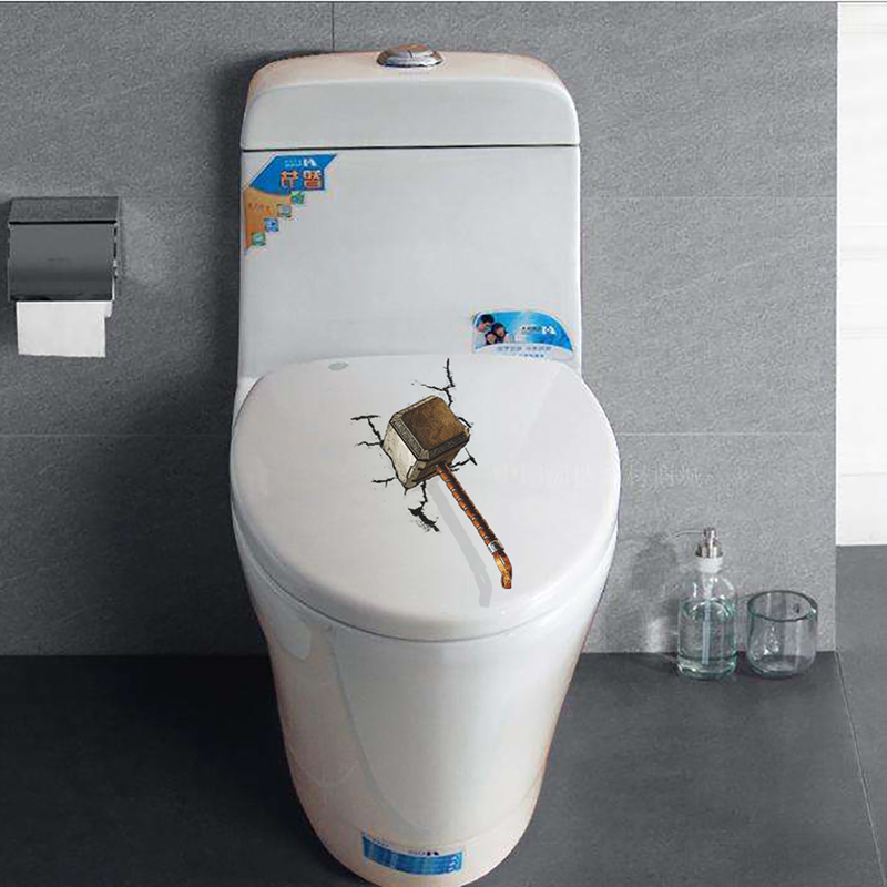 3d levende hammer ødelagte dekorative wallstickers dør toilet køleskab computer vinduesdekorationer