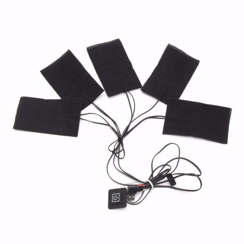 Almohadilla calefactora 5 en 1 para ropa, Sábana calefactora de fibra de carbono ajustable, chaleco eléctrico USB, chaqueta, calentador de senderismo, accesorios para abrigos cálidos