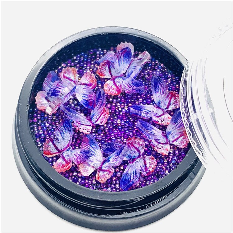 Ronde Crystal Nail Rhinestone Vlinder Nail Art 3D Vlinder Nail Art Steentjes, Diy: purple