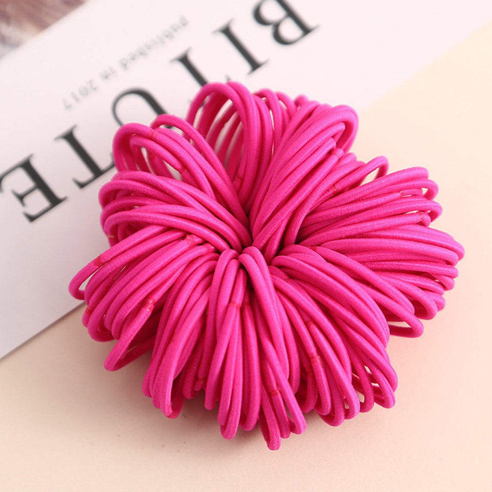 100Pcs/lot Colorful Child Kids Hair Holders Cute Rubber Hair Band Elastics Accessories Girl Women Charms Tie Gum Baby Headband: PS3398RR