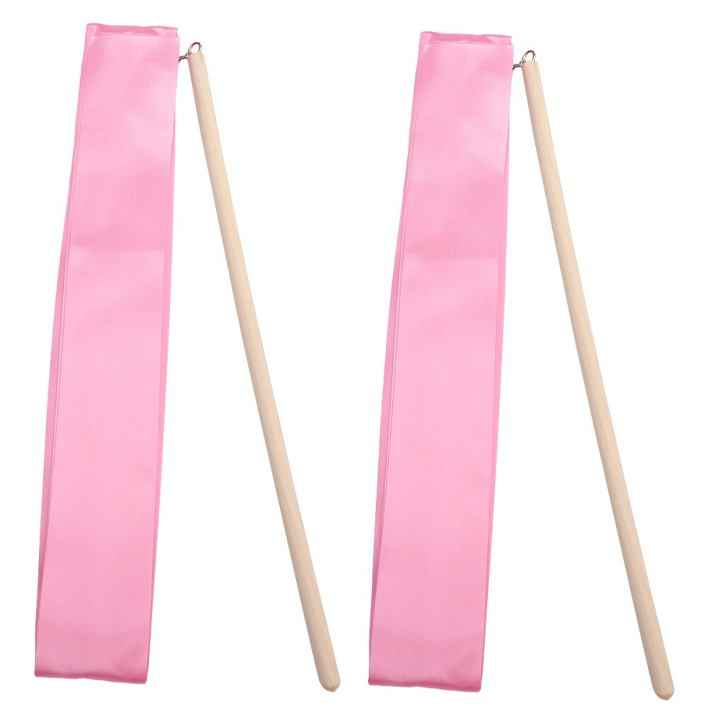 2Pcs 2m Colorful Rhythmic Gymnastics Ribbon Dancing Gymnastics Ribbon Dancing Streamers for Kids Children (Red): Pink 1