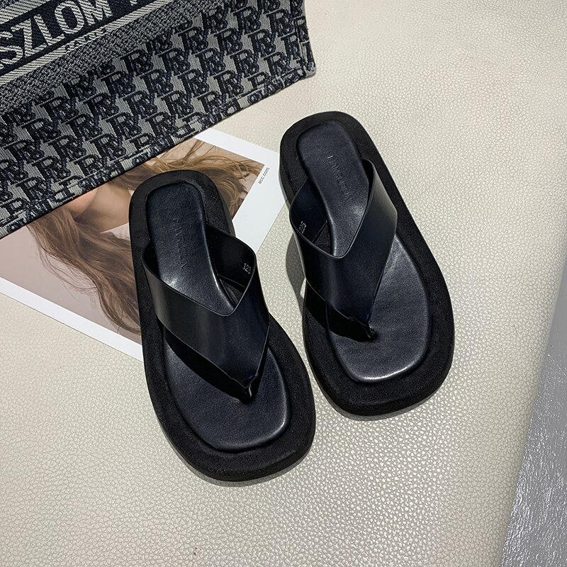 Kvinders hjemmesko sommer dame strandflip-flops sandaler fritidssko tyk bund damesko zapatos de mujer søde hjemmesko: Sort / 38