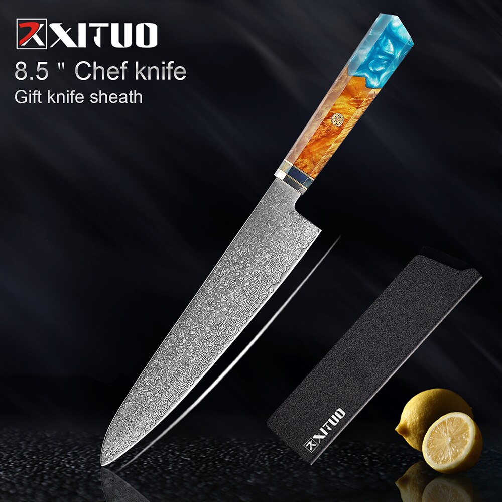 XITUO Kitchen Chef Knife Damascus Knife Set Japanese Knife Damascus Steel VG10 Santoku Paring Knives Cooking Tool: 8-DMTLSZ-R1