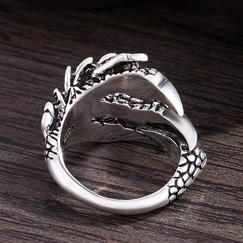 Unisex Women Men Dragon Paws Rings Adjustable Punk Rock Thai Silver Color Vintage Jewelry Male Ring Biker Band Goth Viking