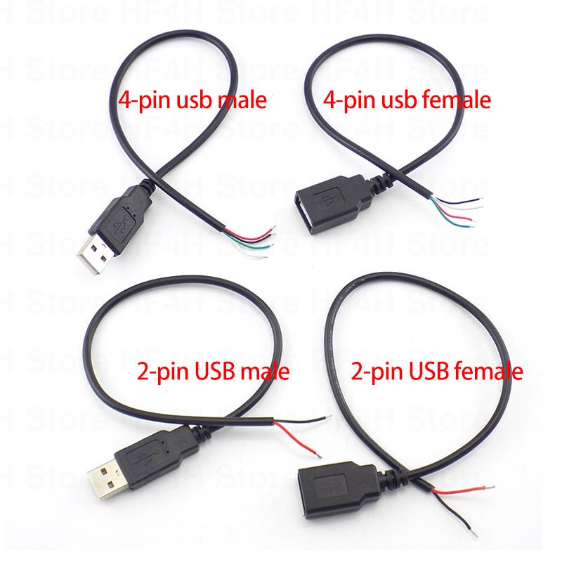 1m 2m 2 pines 4 pines USB 2,0 A hembra macho Jack carga de energía Cable deta Cable de extensión conector DIY 5V adaptador B4