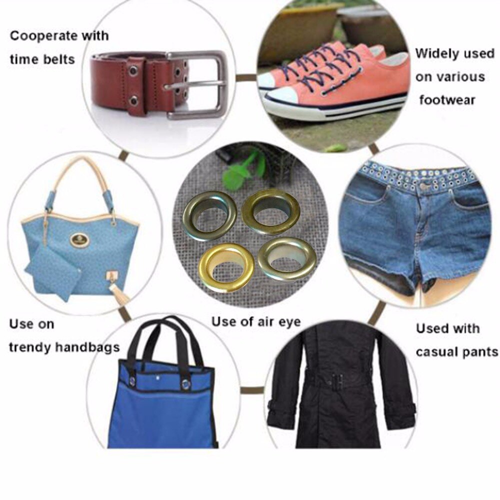 400sets/lot 8mm inner metal brass eyelets with washer small round metal grommets nickle/Black/Bronze/Gold +Tools