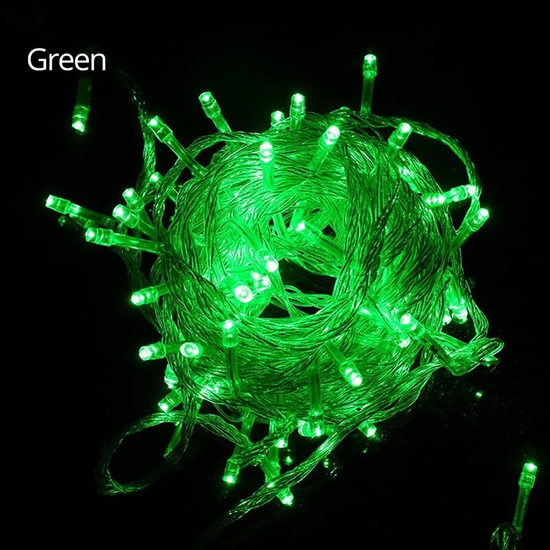 Guirnalda de luces led guxen de 10 m con 220v/110v 100 , resistente al agua, para navidad, para exteriores, ideal para decoración de fiestas en el jardín.: Verde / 220v enchufes europeos