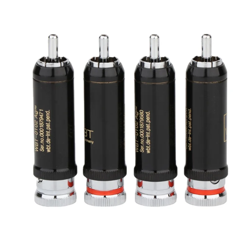 4pcs WBT-0102 RCA Plug Rhodium Plated Self-locking Welding RCA Plug Connector HiFi Audio Signal Cable RCA Plug: Default Title