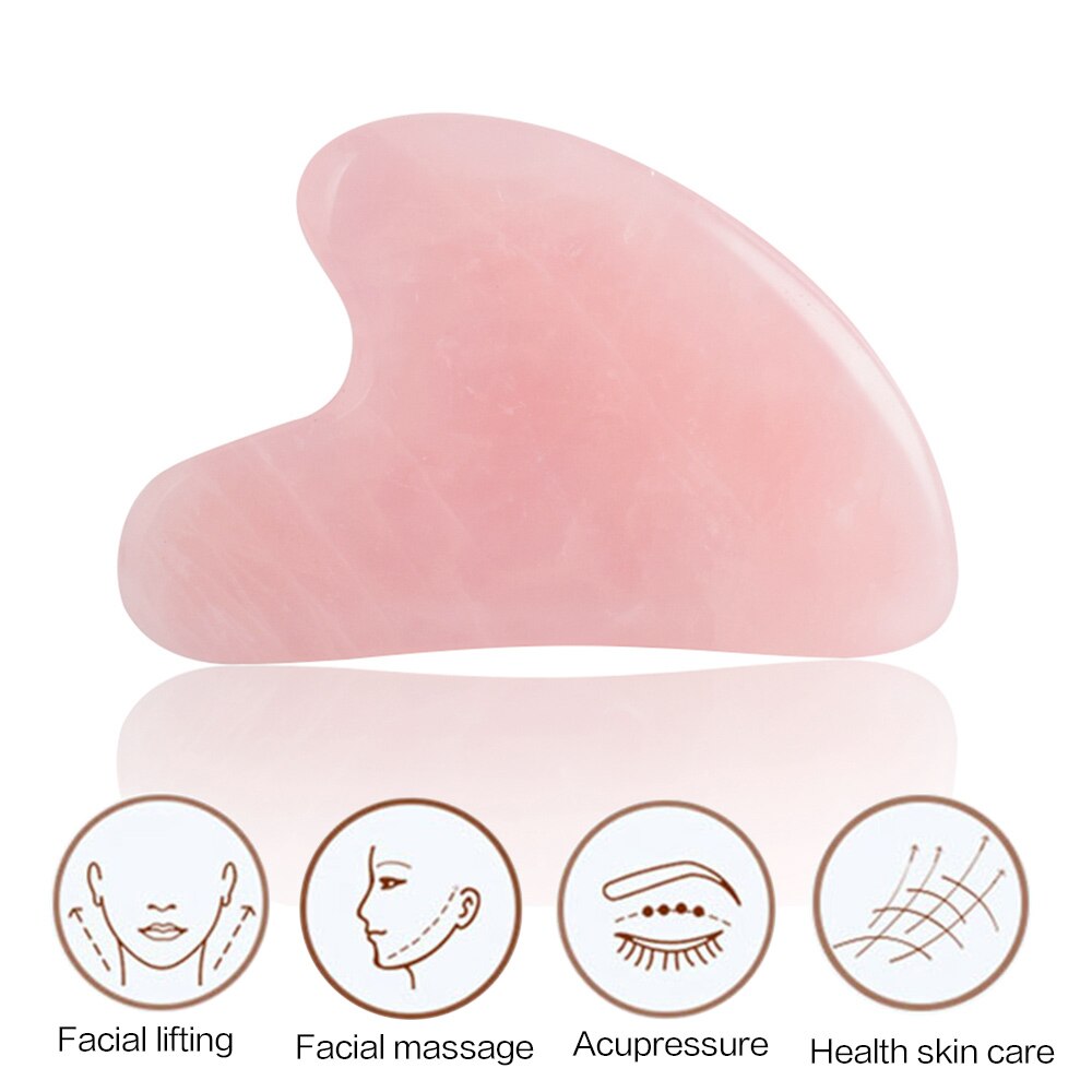 Pierre de Quartz Rose 100% naturelle, Jade, planche de cristal, grattoir Gua Sha, outils de Massage pour le visage, le cou et le dos