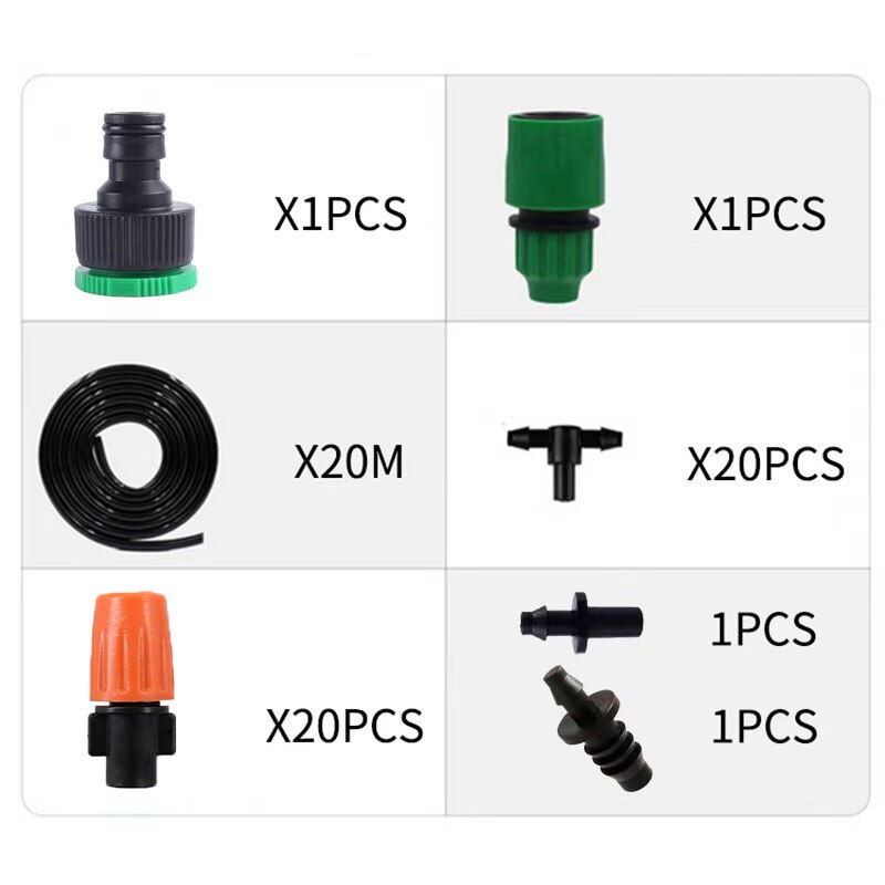 Micro kit de rega da planta do gotejamento diy sistema de resfriamento pulverizador da névoa da irrigação do jardim com bocais ajustáveis kit de resfriamento do pulverizador: C-20m suit