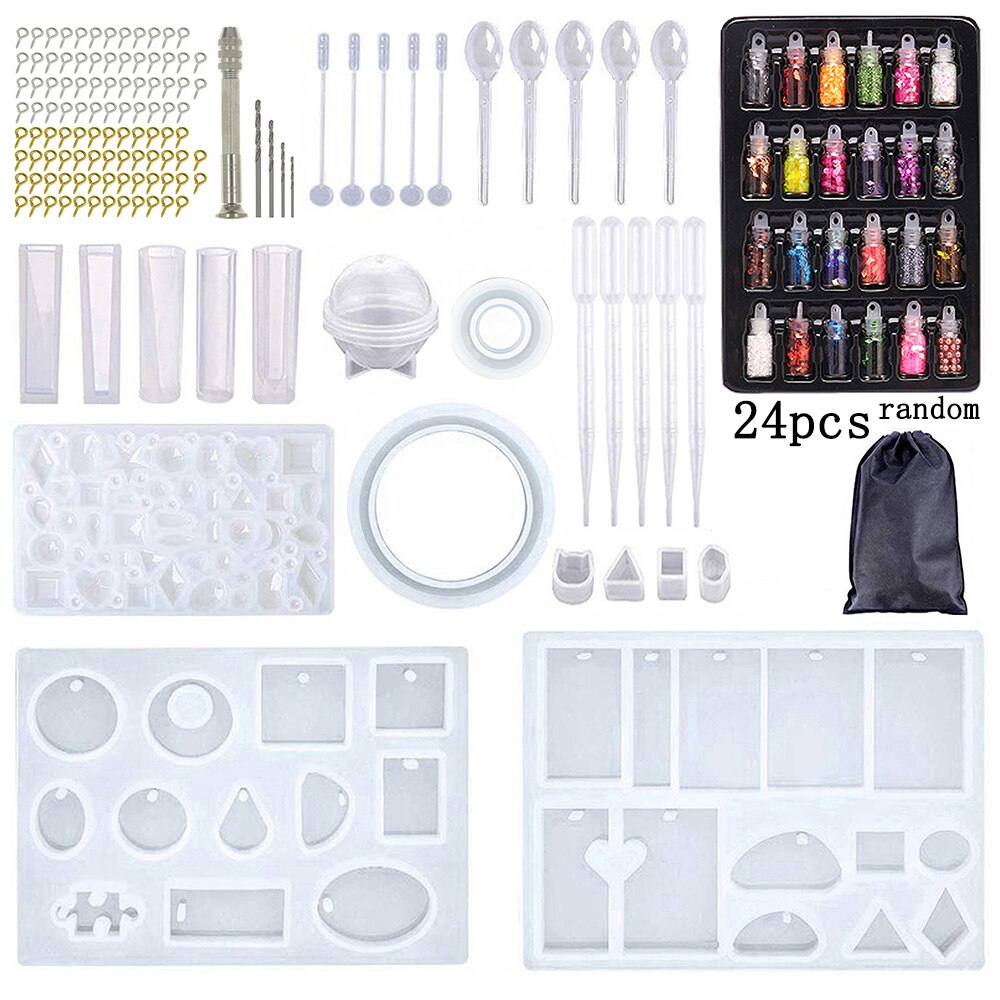 184 pezzi di Stampo In Silicone Della Miscela Bastone Contagocce Catenaccio Gioielli FAI DA TE Che Fanno Gli Accessori Strumenti di Stampi Geometrica Resina Epossidica Combinat: C014
