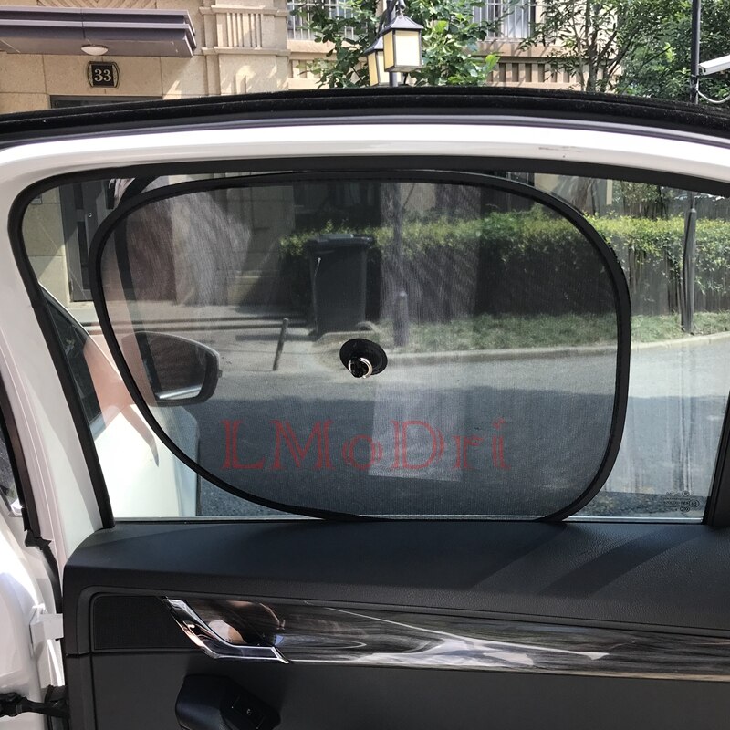 LMoDri 2 pièces voiture rideaux pare-soleil bloqueur noir UV maille pare-soleil pour fenêtre avant et arrière Auto style ventouse 44*34cm