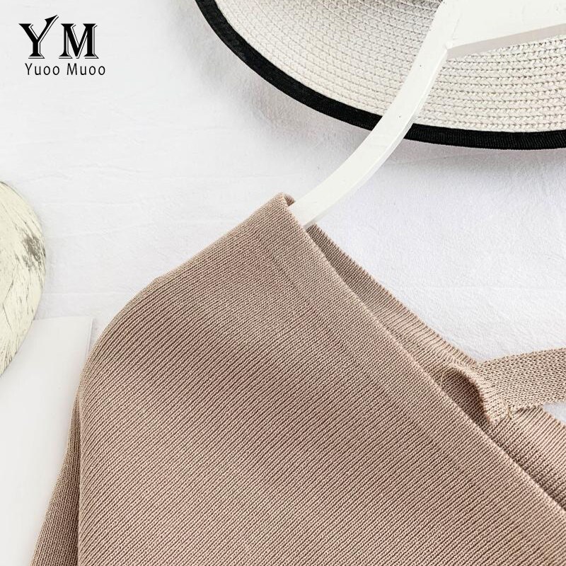 Yuoomuoo god blød sweater dame v-hals lang flagermusærme strikket pullover dame outfit sweater sweater top