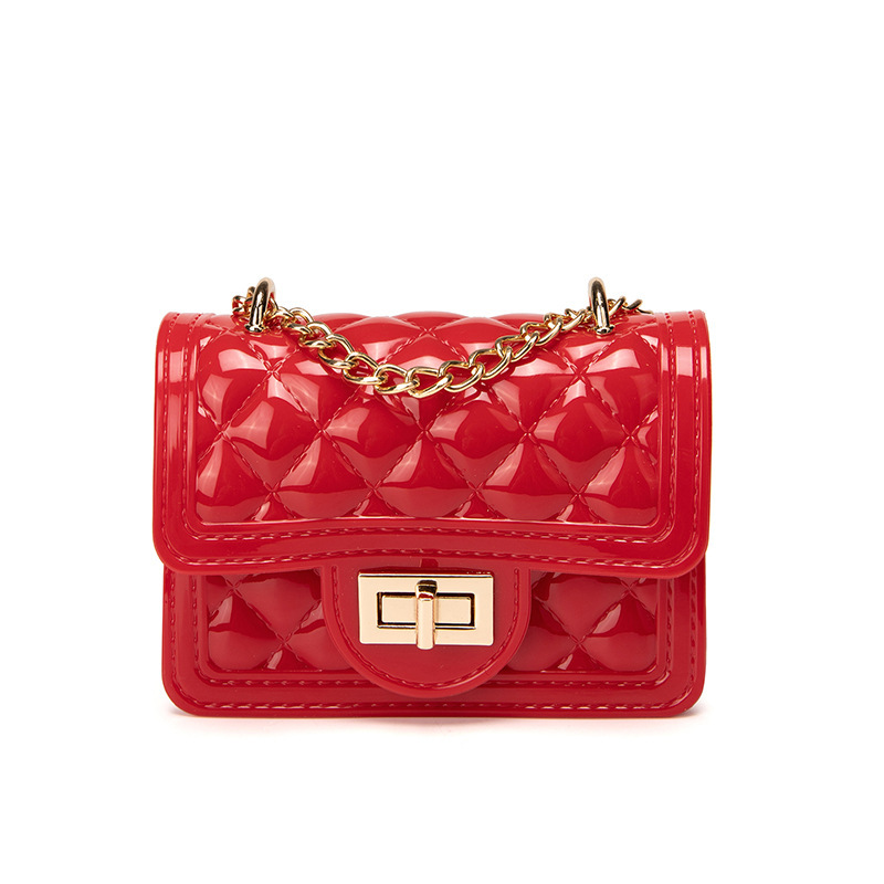 Mini borse e borsette da donna borse a tracolla in gelatina di PVC per donna portafoglio con monete borse a catena per feste da ragazza Tote: red