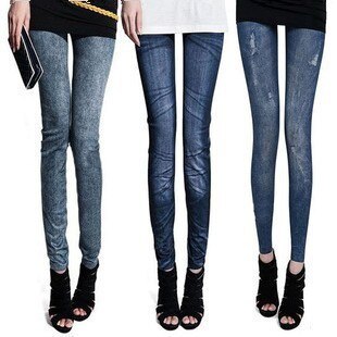 Laihat tytöt pakarat hoikka ohuet pienet jalat housut stretch lumihiutale jäljitelmä denim polyesteri e spandex naisten leggingsit