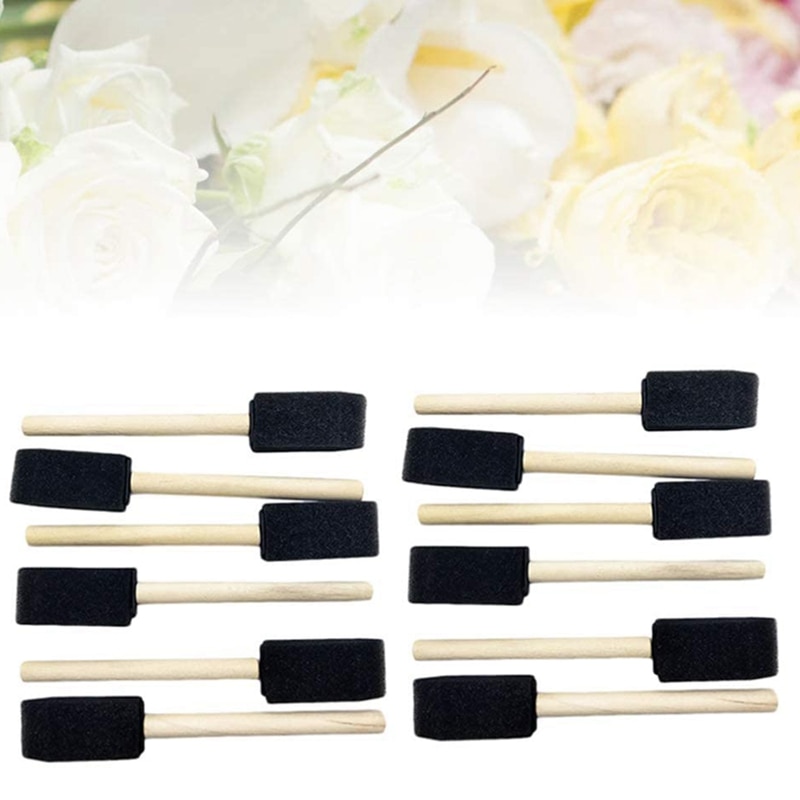 50 pièces éponge peinture pinceaux mousse éponge manche bois pinceau ensemble pour enfants dessin Graffiti outils