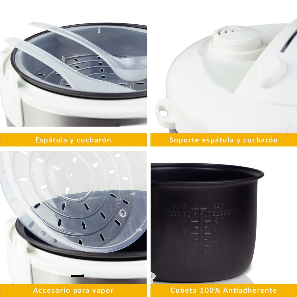 NEWCOOK Robot de Cocina Multifunción, Capacidad 5 Litros,8 Menús Preconfigurados. Incluye Cubeta Antiadherente. Blanco
