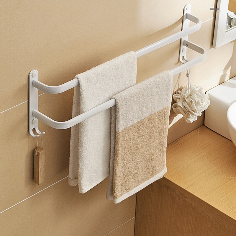 Towel Hanger Wall Mounted Towel Rack Bathroom Space Aluminum White Towel Bar Rail Matte Towel Holder