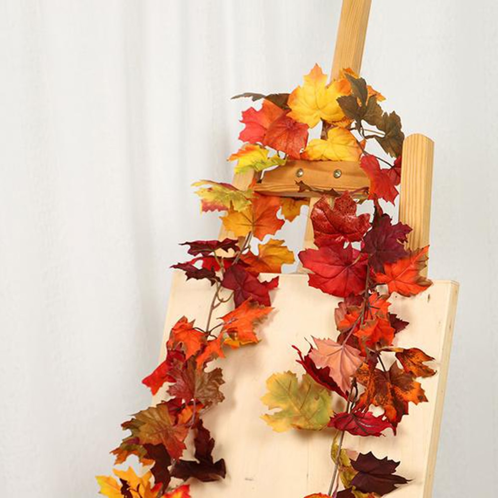 170cm Artificial Autumn Fall Maple Leaves Garland Hanging Plant Home Party Decor Wedding Party Simulation Wicker Leaves Vine Dec