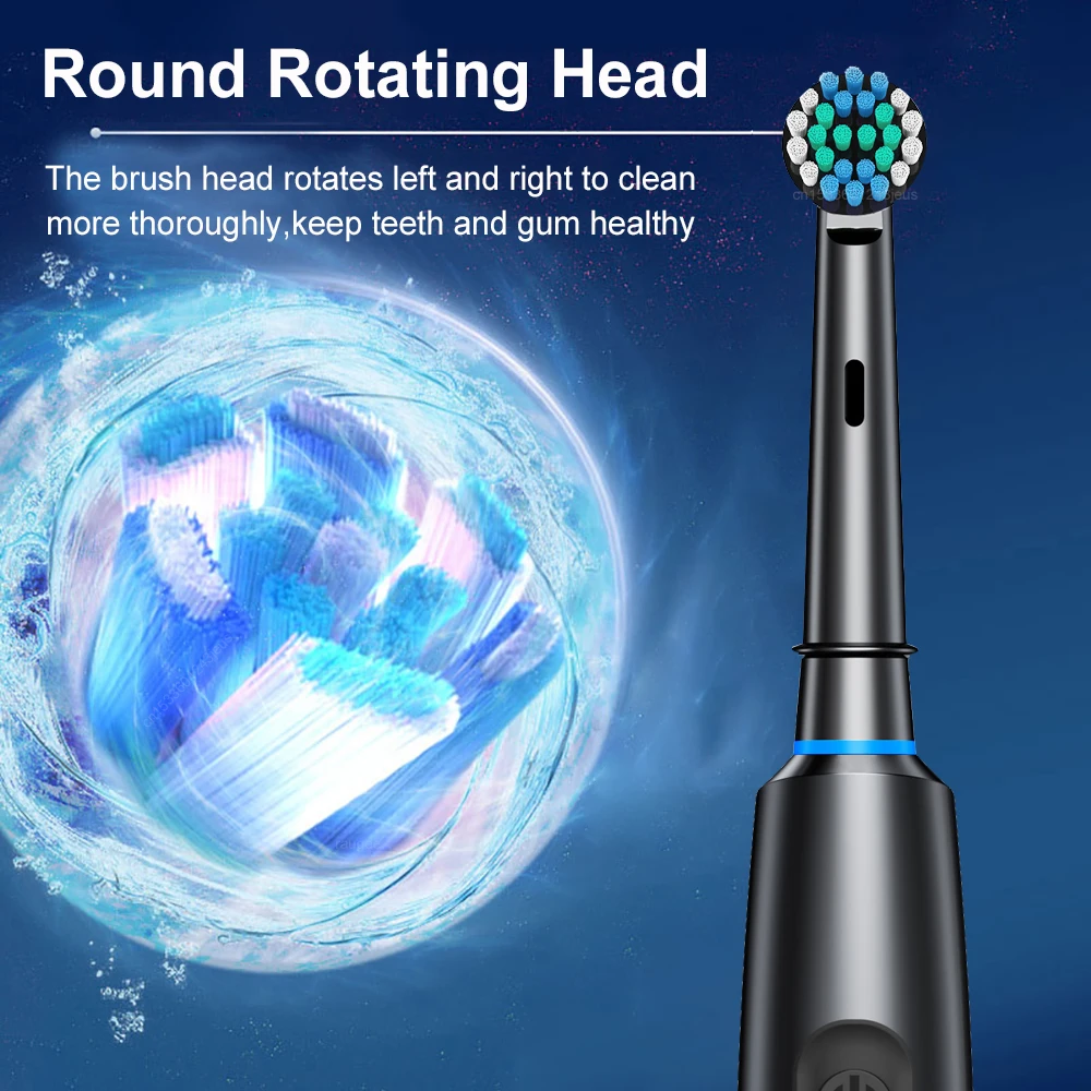 Electric Toothbrush Rotary Rechargeable Electric Toothbrush for Adults Rotating Electric Toothbrushes with 8 Soft Brush