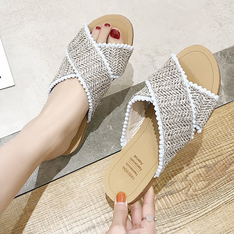 Nieuwe dames boho kruisweefsel platte pantoffels ademende slippers voor de zomer 19 ing