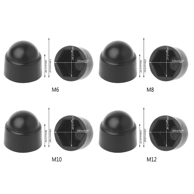 10 stk  m6 m8 m10 m12 bolt beskyttelse møtrik kuppel caps covers udsat sekskant plast  jy25 19 droship