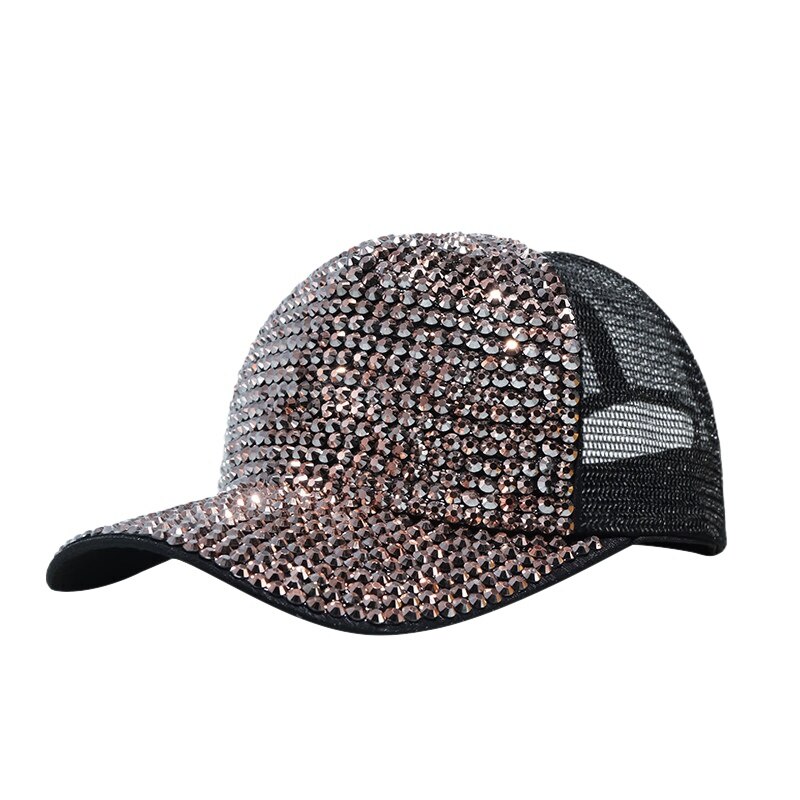 Nuove Donne di Modo Berretto Da Baseball di Strass Perla Di Lusso Paillettes Sport Cap Traspirante Snapback Cappello di Sun del Cappello di Hip Hop: B10