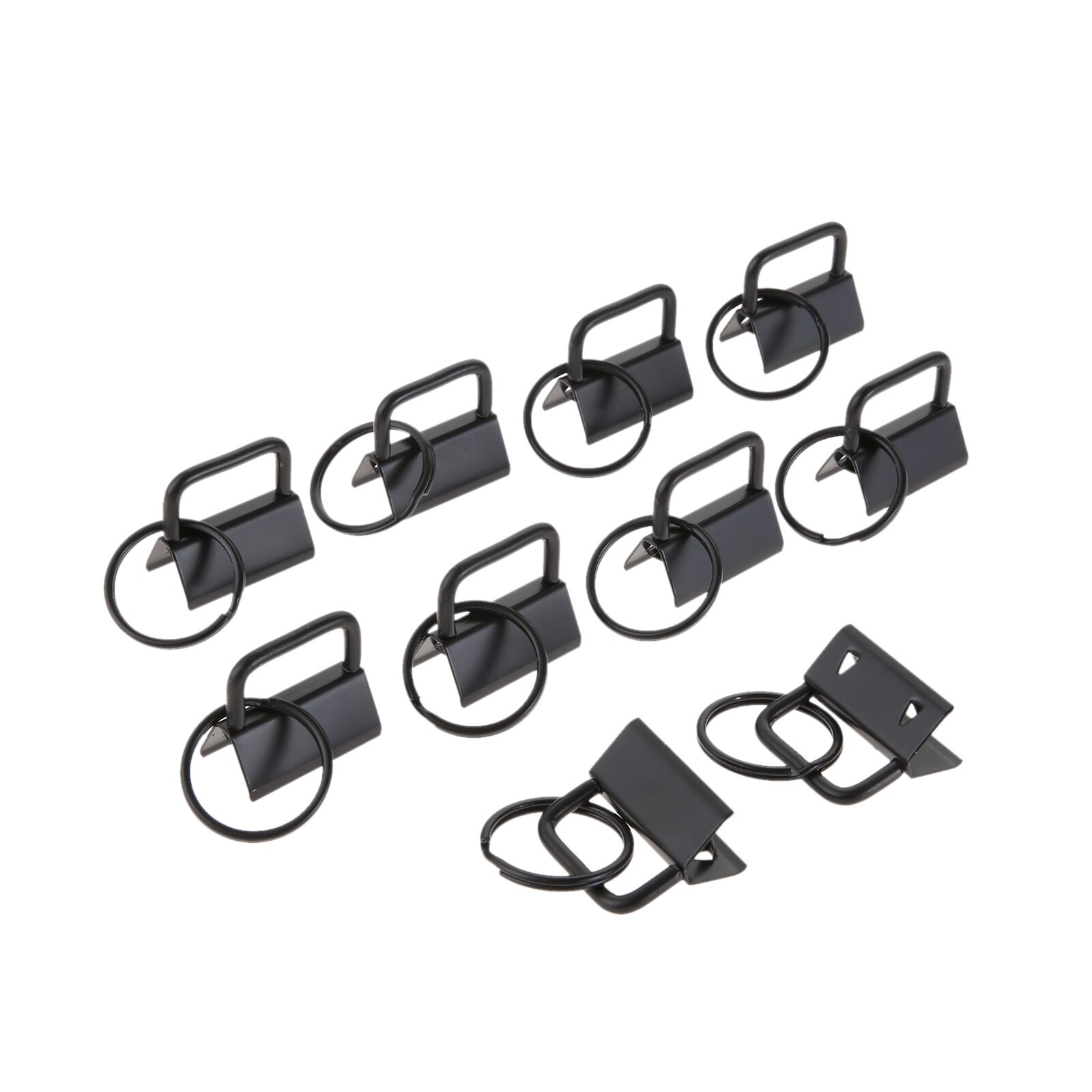 10 stk/sæt håndledsnøgler nøglering lang hale klip splitring spænde nøglering kæde webbing bånd jern 26*23mm bælter pung taske kæledyrssnor: Pistol sort