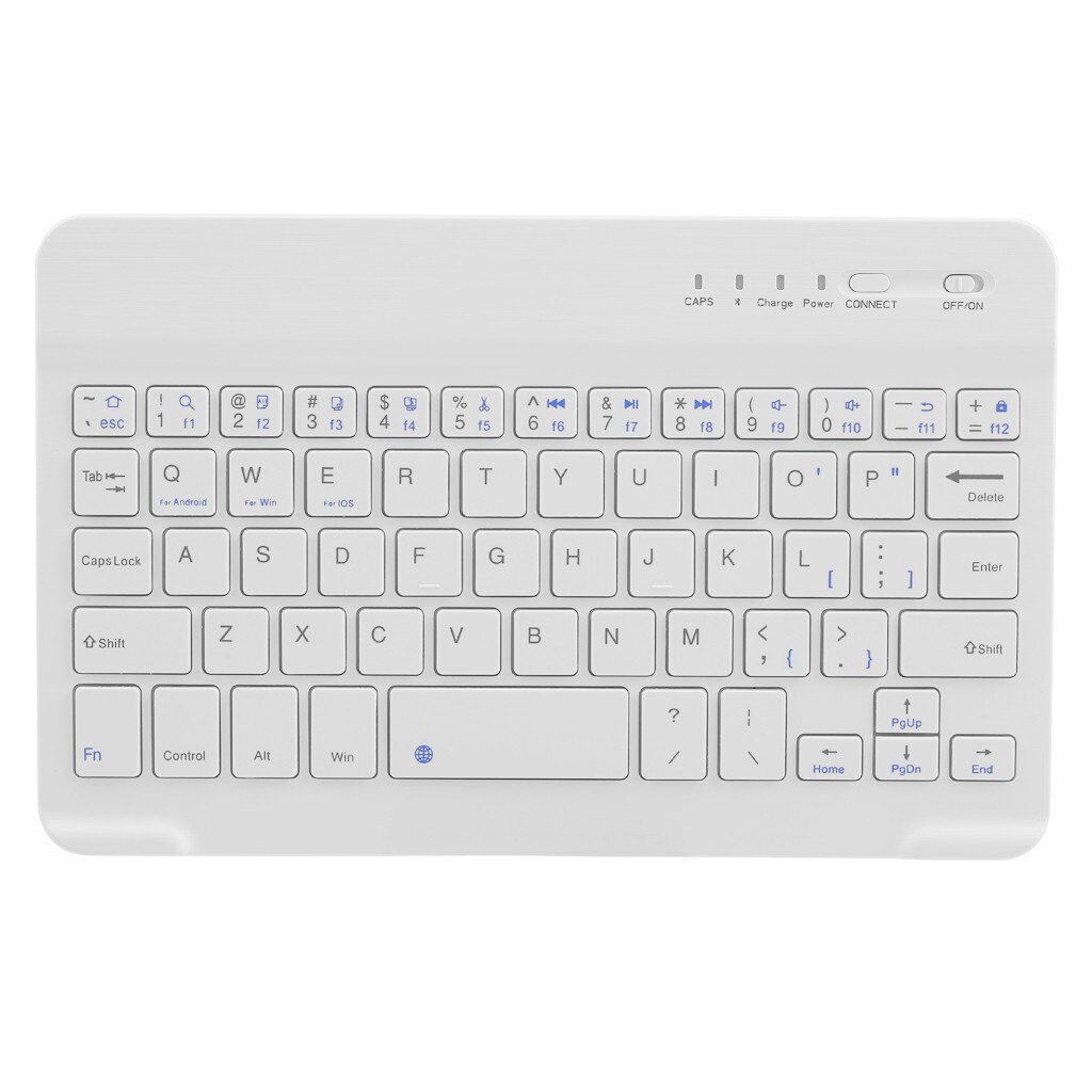 Bluetooth Ultra-slim Keyboard Portable Mini 7Inch Wireless Bluetooth Keyboard For Laptop Tablet Smartphone For IPad: White