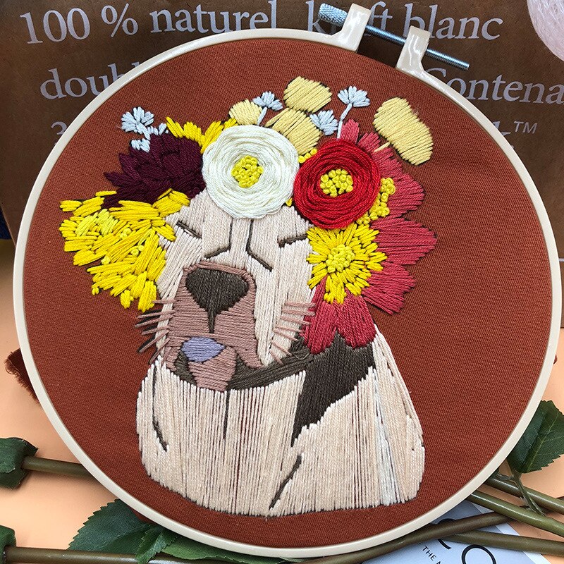 Tecknade hundar mönster diy broderi material paket korsstygssatser 3d broderverktyg nybörjare bordado dekor målningar: 8