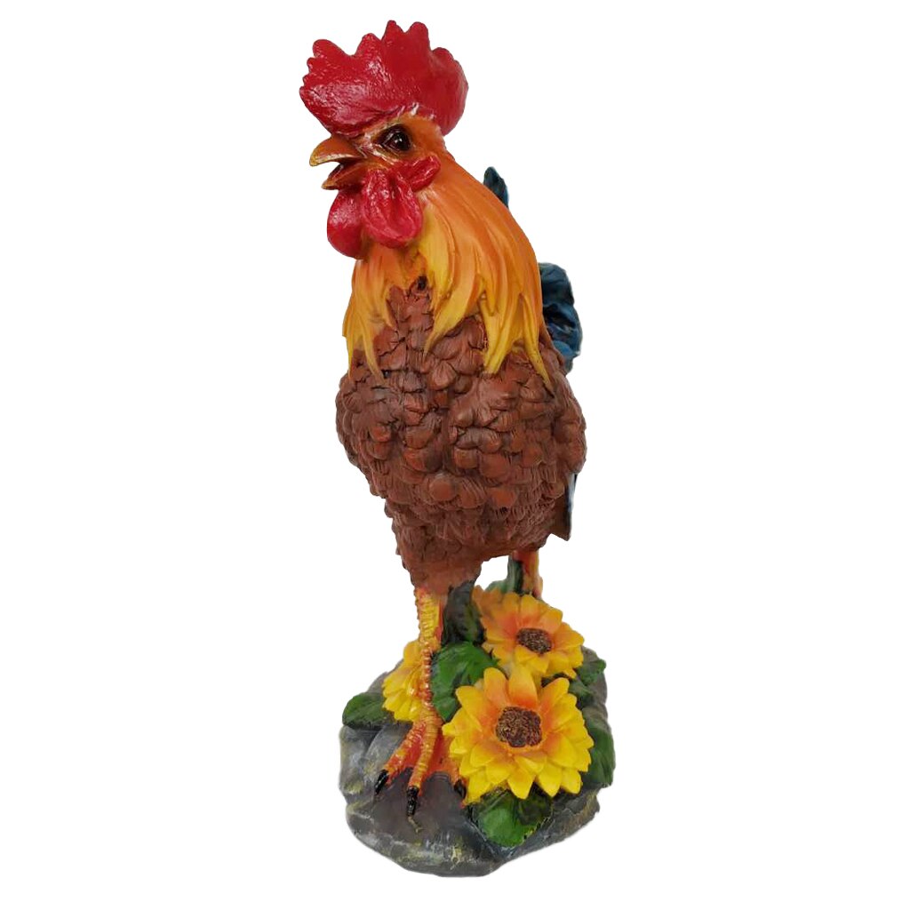 Lifelike Rooster Decorative Sculpture Statue Ornament for Garden Yard