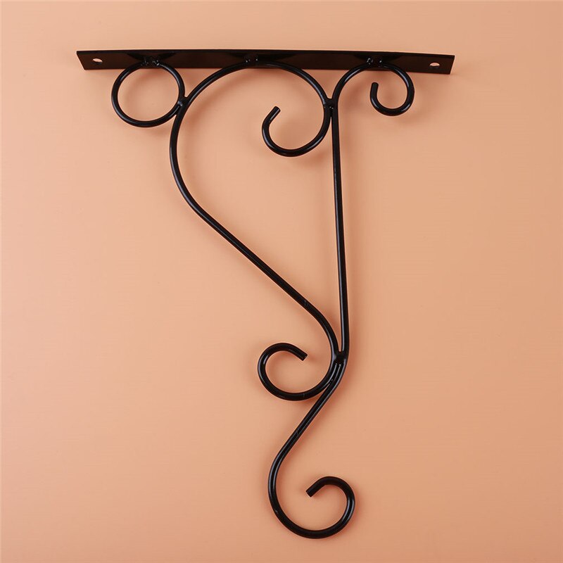 Support de Pot de fleurs en fer, applique murale de jardin, support de Pot de plantes, crochet, décoration de porte de maison: black