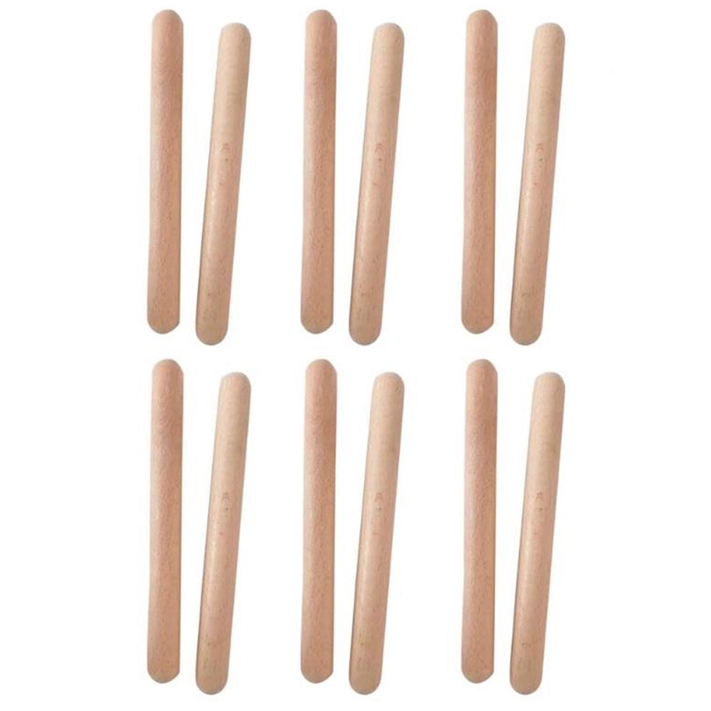 6 pares de clavos de madera, instrumento de percusión Musical, palos de ritmo, palos de ritmo, Juguete Musical para niños: Default Title